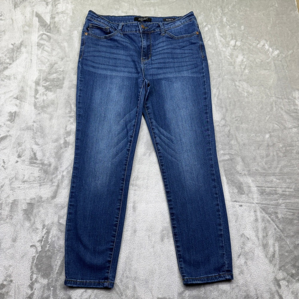 Judy Blue Womens Relaxed Fit Denim Jeans Sz‎ 31 Dark Wash Stretch Grunge